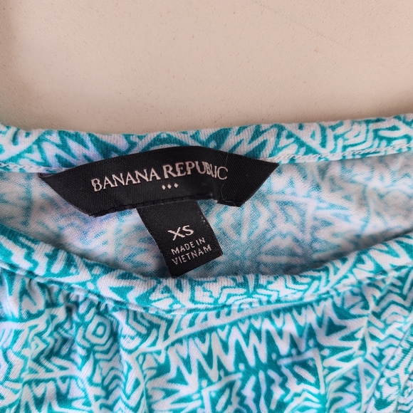 Banana Republic Green White Geo Rayon Tank Top Knee Length Sun Dress Stretch XS - Picture 9 of 13